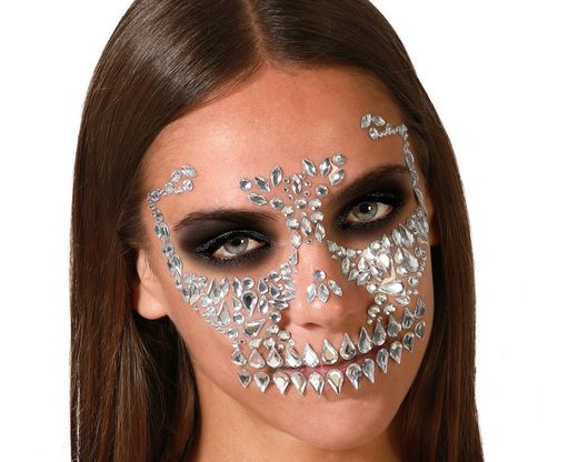 Joyas Faciales Adhesivas Calavera Plateado 76316