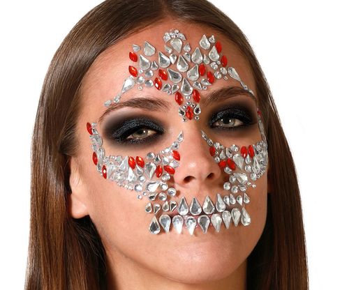Joyas Faciales Adhesivas Calavera Plateado 76325