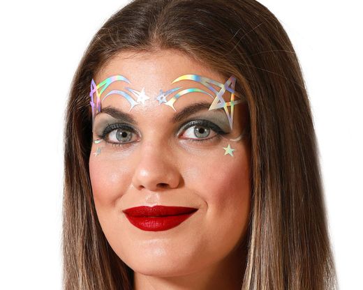 Joyas Faciales Adhesivas Con Estrellas Plateado 78086
