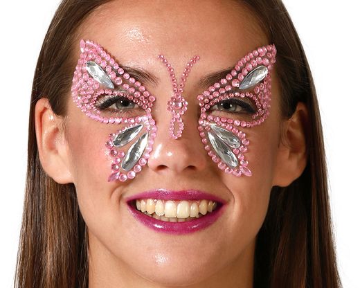 Joyas Faciales Adhesivas Mariposa Rosa 76303