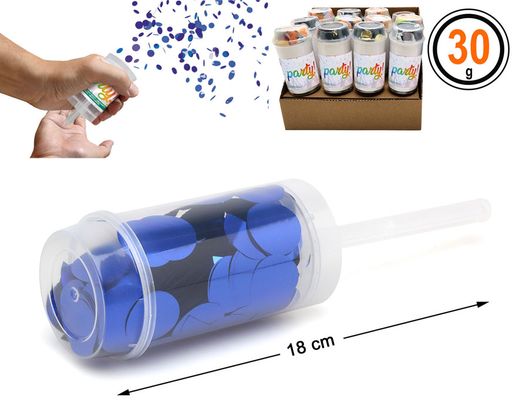 Lanza Confeti 18X4.5 Metalizado Azul 30G 76727