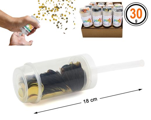 Lanza Confeti 18X4.5 Metalizado Dorado 30G 76355