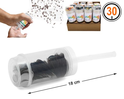 Lanza Confeti 18X4.5 Metalizado Plateado 30G 76723