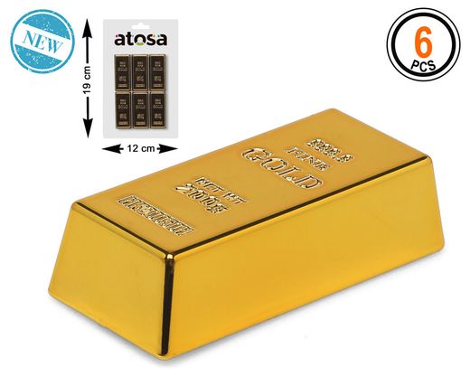 Lingote Oro  19X12 Cm Dorado 6 Piezas 83953