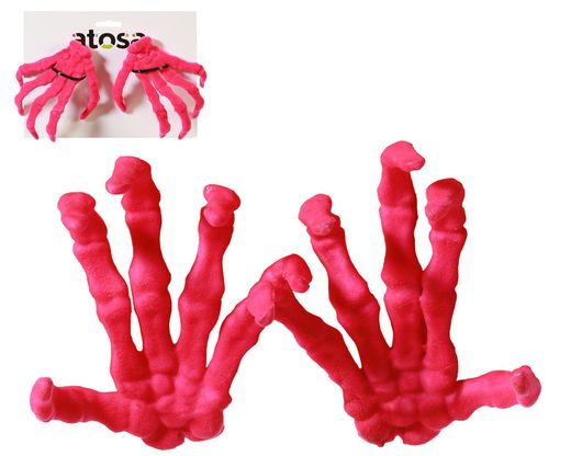 Mano Esqueleto Flocado Rosa 2 Pcs