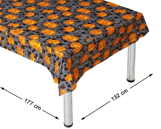 Mantel Halloween 132X177Cm Calabaza Gris