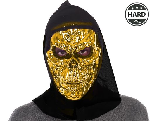 Mascara Calavera Con Capucha Dorado Pvc 71679