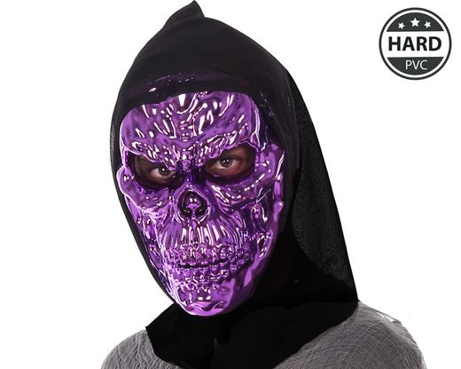 Mascara Calavera Con Capucha Morado Pvc 71680