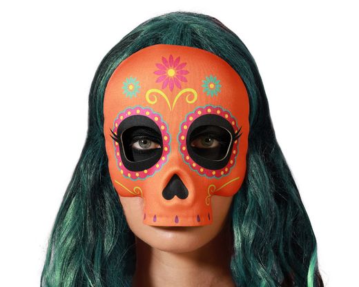 Mascara Esqueleto Muerte Mexicana Naranja