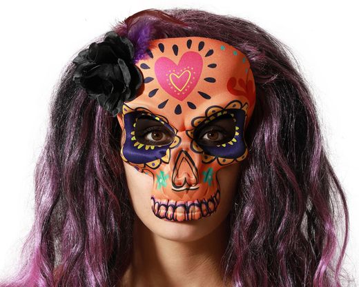 Mascara Esqueleto Muerte Mexicana Naranja