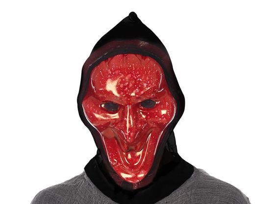 Mascara Halloween Con Capucha Rojo Pvc 40748