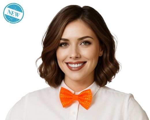 Pajarita Lentejuelas Naranja Neon 83658