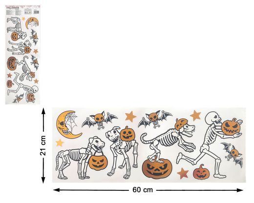 Pegatina Halloween 21*60 Cm Esqueleto Para Ventana