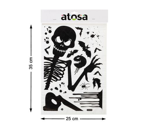 Pegatina Halloween 35X25Cm Esqueleto Negro
