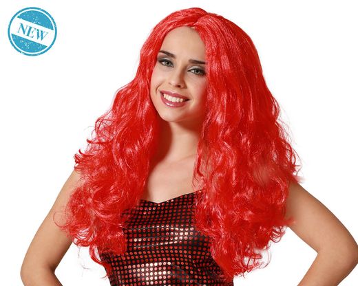 Peluca Larga Fantasia Ondulada Rojo 150Gr 80203