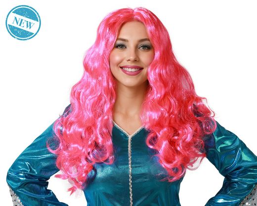 Peluca Larga Fantasia Ondulada Rosa 150Gr 83895
