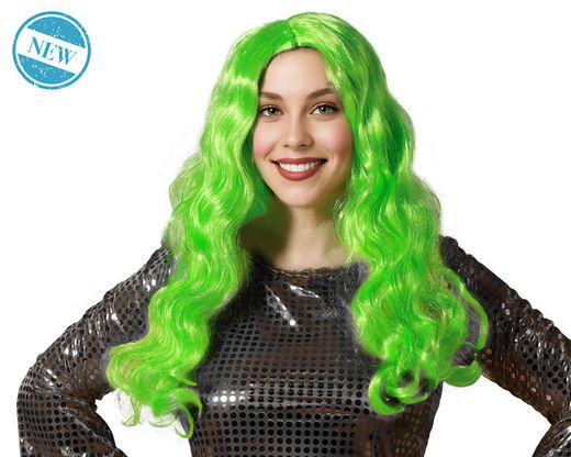 Peluca Larga Fantasia Ondulada Verde 150Gr 83894