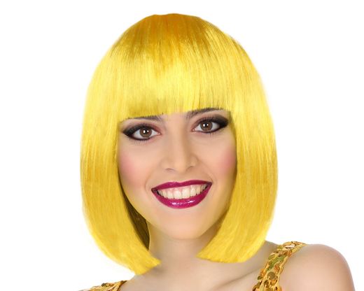 Peluca Lisa Corta Con Flequillo Amarillo 100Gr 83676