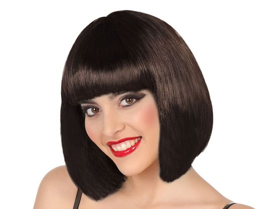 Peluca Lisa Corta Con Flequillo Castaño 100Gr 83673