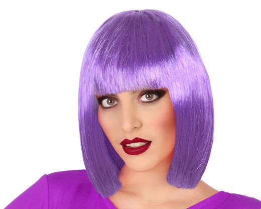 Peluca Lisa Corta Con Flequillo Morado 100Gr 83679