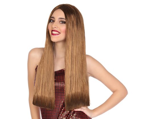 Peluca Lisa Larga 60 Cm Castaño 120G 83693