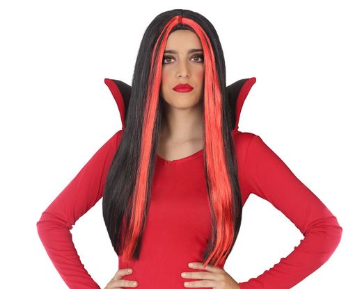 Peluca Lisa Larga 60Cm Vampiresa Rojo 120G 80176