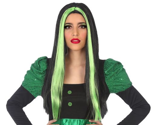 Peluca Lisa Larga 60Cm Vampiresa Verde 39819