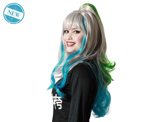 Peluca Manga Gris/Azul 300Gr 81845