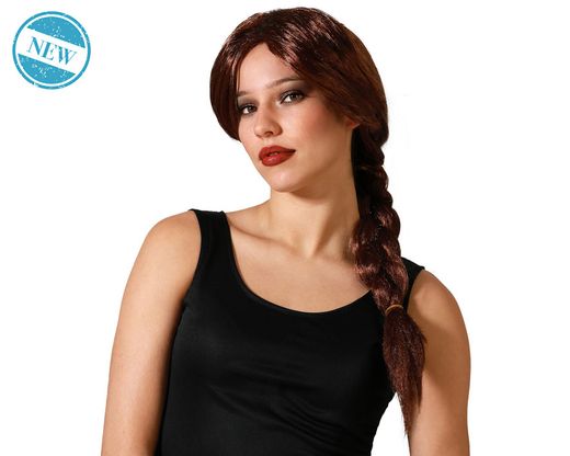 Peluca Trenza Castaño 80208
