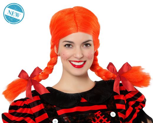 Peluca Trenzas Naranja 80236