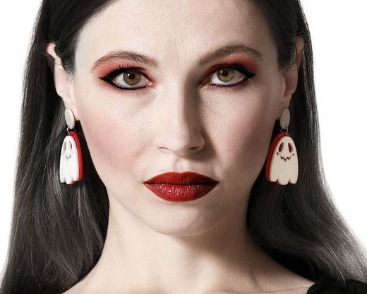 Pendientes Fantasma Rojo/Blanco