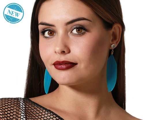 Pendientes Plumas Azul 81401