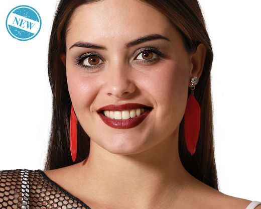 Pendientes Plumas Rojo 81402