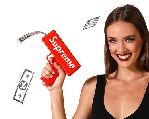 Pistola Lanza Billetes 21X17X9Cm + 100 Billetes Rojo 77726