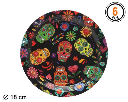 Plato 18Cm Carton Muerte Mexicana 6 U
