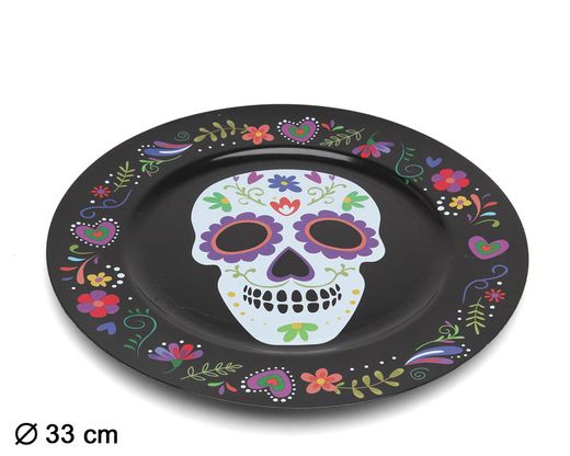 Plato 33 Cm  Muerte Mexicana Negro
