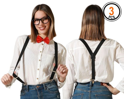 Set Tirantes, Pajarita Y Gafas Rojo 74892