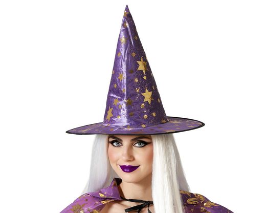 Sombrero Bruja Estrellas Morado