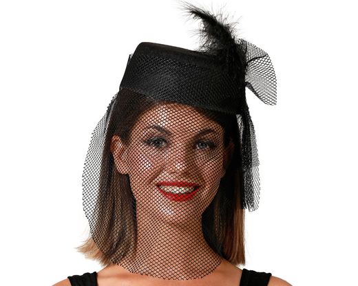 Sombrero Con Velo Negro 78116