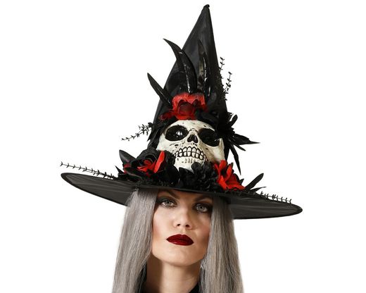 Sombrero De Bruja Calavera Negro
