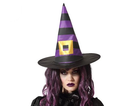 Sombrero De Bruja Rayas Morado