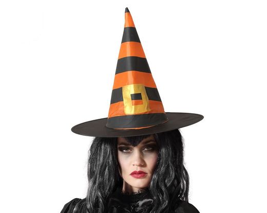 Sombrero De Bruja Rayas Naranja