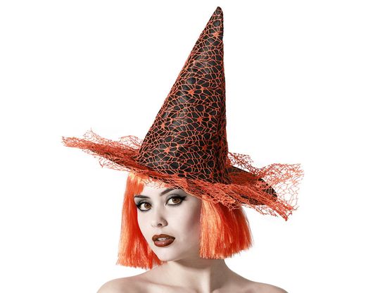 Sombrero De Bruja Telaraña Naranja