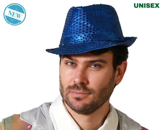 Sombrero Ganster Lentejuelas Azul 83733