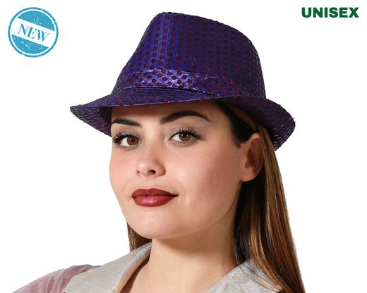 Sombrero Ganster Lentejuelas Morado 83737