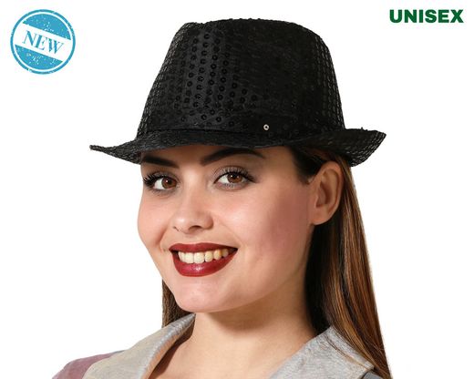Sombrero Ganster Lentejuelas Negro 83738