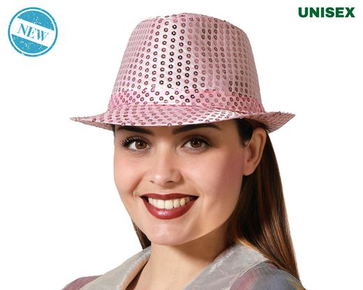 Sombrero Ganster Lentejuelas Rosa 83735