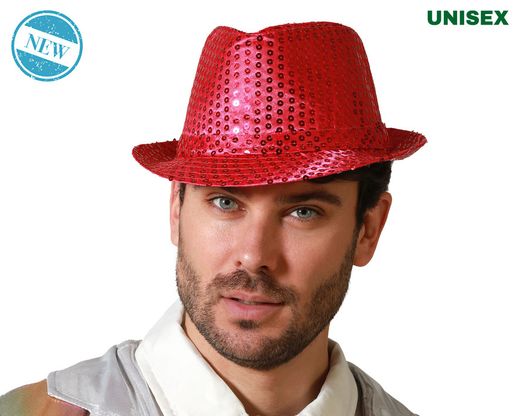 Sombrero Ganster Lentejuelas Rosa Neon 83736