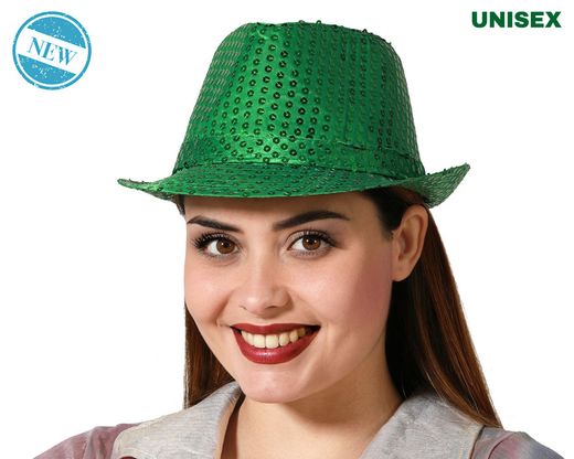 Sombrero Ganster Lentejuelas Verde 83732