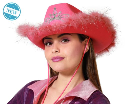 Sombrero Oeste  Boa Fucsia 83903